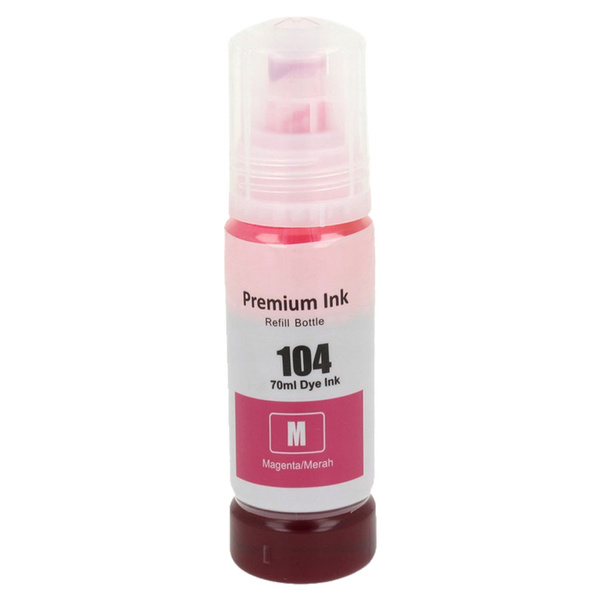 Zgodny Tusz 104 C13T00P340 70ml Magenta w butelce do EPSON ECOTANK ET-2710 ET-2715 ET-2720 ET-2820 ET-2821 ET-2825 DDPrint Nowy