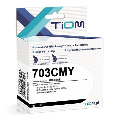 Zamiennik HP 703 CMY CD888AE 250 str. color tusz marki Tiom do HP D730 F735 K109 K510