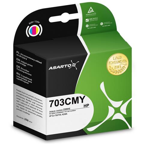 Zamiennik HP 703 CMY CD888AE 440 str. color tusz marki Asarto do HP D730 F735 K109 K510