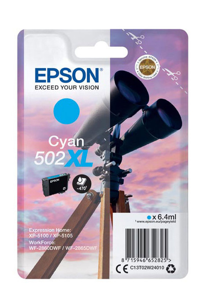 Epson 502XL (T02W2, C13T02W24010) 0,47k Cyan do EPSON EXPRESSION XP-5100 XP-5150 XP-5155 Tusz Oryginalny