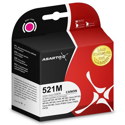 Zamiennik Canon CLI-521M | 2935B001 | 661 str. | magenta marki Asarto do PIXMA MP550 IP3600 IP4600 IP4700