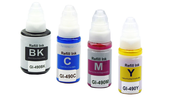 Zgodny Komplet Tuszy GI-490 CMYK do Canon PIXMA G1400 / G2400 / G3400 / G4400 / G4410 DDPrint Nowy