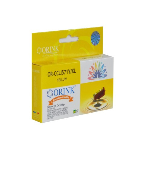 Zgodny z CLI571 YXL | Yellow | 12ml. tusz marki Orink do Canon Pixma MG5750/MG5753 MG6850/MG7750 MG7752/TS5050 TS5051/TS5055 TS6050/TS6051 TS6052/TS8050