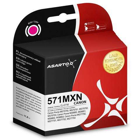 Zamiennik Canon CLI571M XN | 0387C001 | 650 str. | magenta tusz marki Asarto do PIXMA MG 5750 MG5750 MG6850 MG7750 TS5050