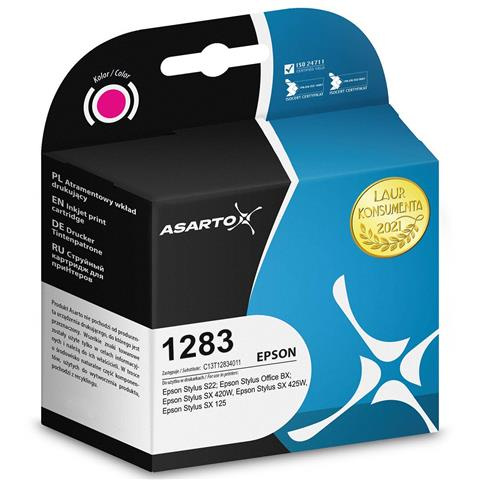 Zamiennik Epson 1283 | C13T12834012 | 176 str. | magenta tusz marki Asarto do BX305 S22 SX125 SX130 SX230 SX235 SX420