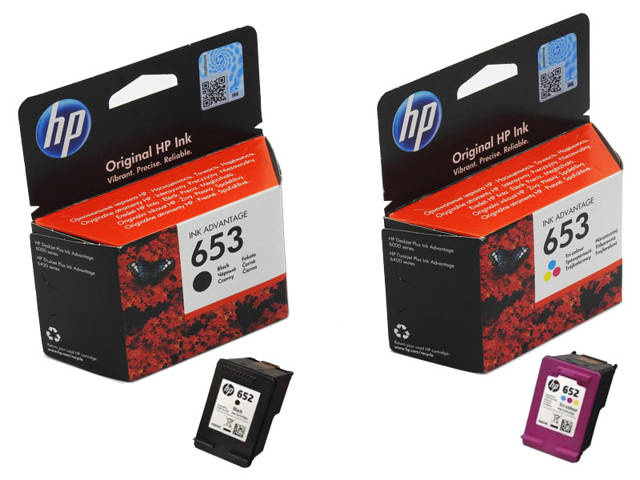 Oryginalne tusze HP 653 Black + Tricolor zestaw do HP 6000 6075 6400 6475