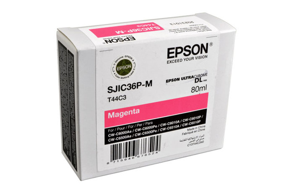 Epson SJIC36PM, SJI-C36PM, SJIC-36PM (T44C3, C13T44C340) 80ml Magenta do Epson ColorWorks CWC6000 CWC6010 CWC6500 CWC6510 Tusz Oryginalny
