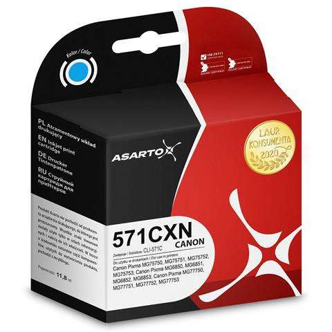 Zamiennik Canon CLI571C XN | 0386C001 | 680 str. | cyan tusz marki Asarto do PIXMA MG 5750 MG5750 MG6850 MG7750 TS5050