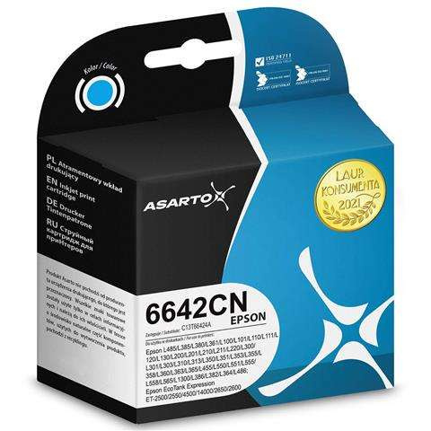 Zamiennik Epson 6642 C13T66424A 70 ml cyan tusz marki Asarto do EcoTank