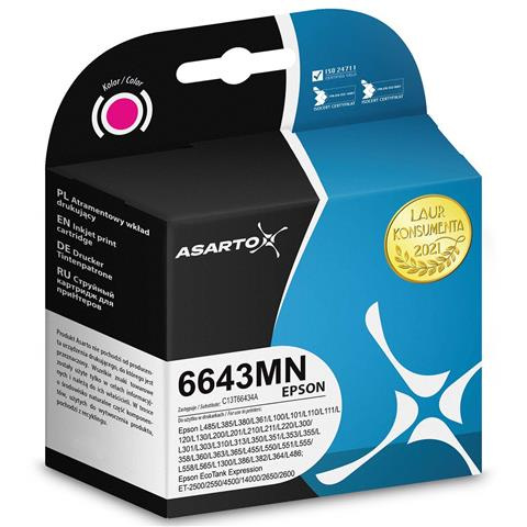 Zamiennik Epson 6643 C13T66434A 70 ml magenta tusz marki Asarto do EcoTank