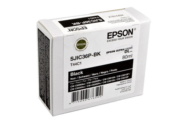 Epson SJIC36PK, SJI-C36PK, SJIC-36PK T44C1, C13T44C140 80ml Black do Epson ColorWorks CWC6000 CWC6010 CWC6500 CWC6510 Tusz Oryginalny