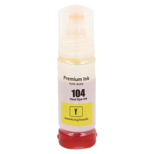 Zgodny Tusz 104 70ml Yellow w butelce do EPSON ECOTANK ET-2710 ET-2715 ET-2720 ET-2820 ET-2821 ET-2825 DDPrint Nowy